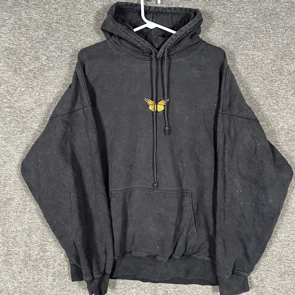 Brandy Melville Butterfly Black Hoodie Sweatshirt Oversized Comfy Casual